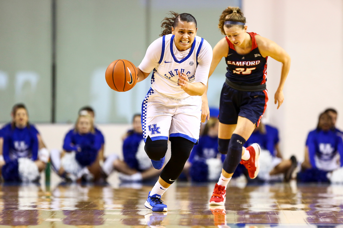 Sabrina Haines. 

Kentucky beats Samford 79-49.  

Photo by Eddie Justice | UK Athletics