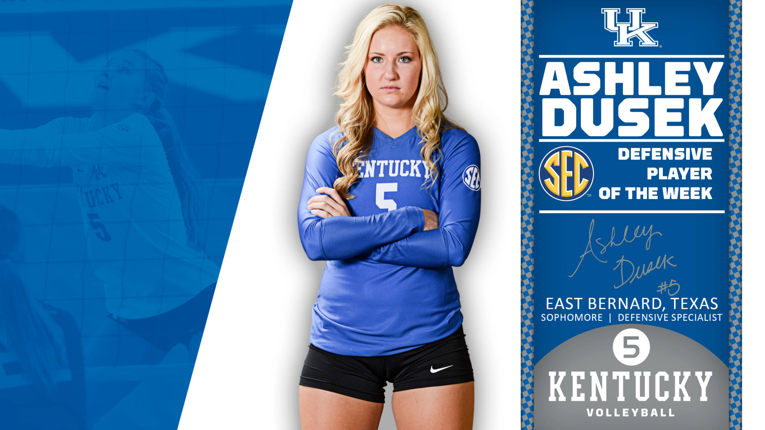 Ashley Dusek Tabbed SEC Defensive Player of the Week