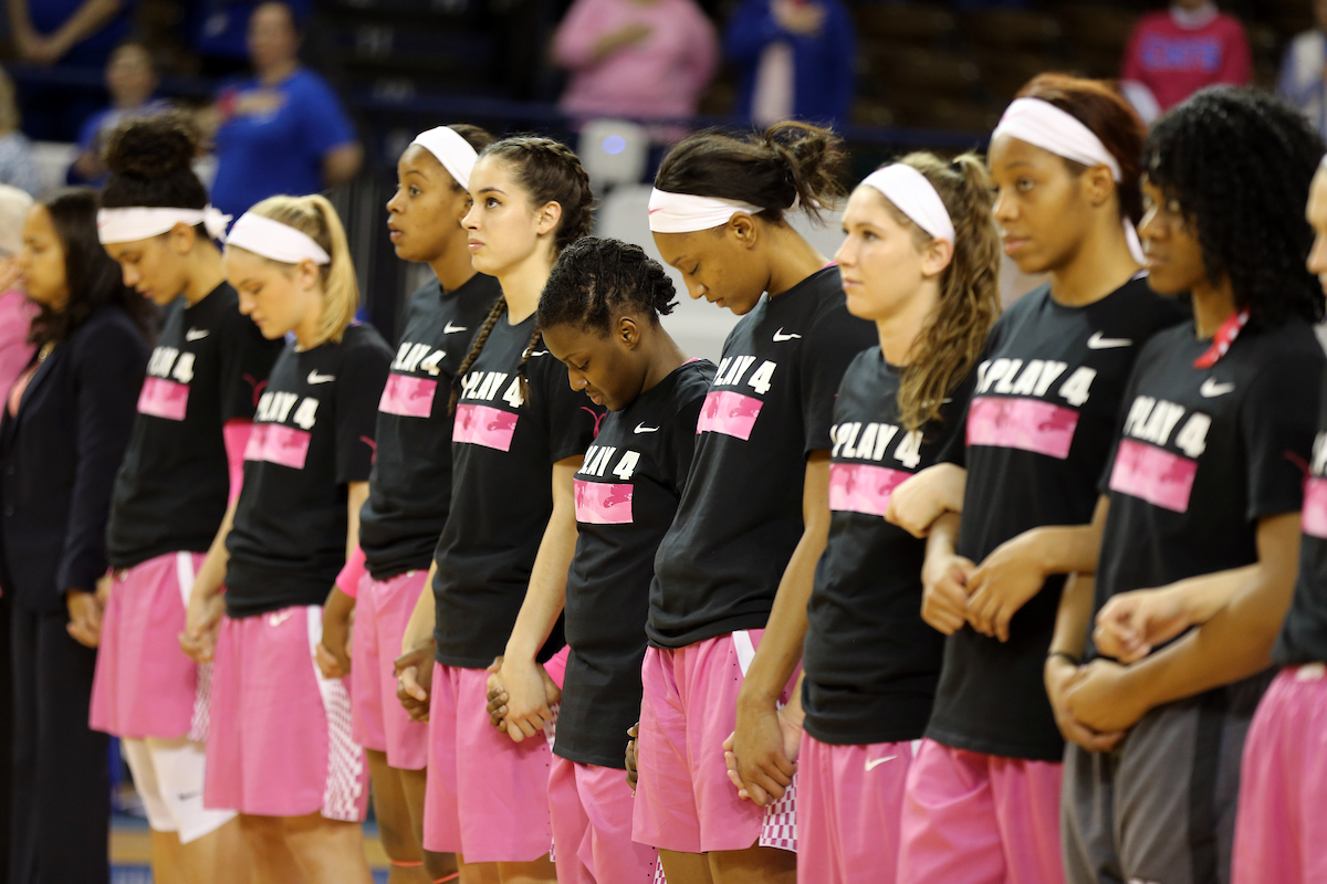 National Anthem

The University of Kentucky women's basketball beat Arkansas on Thursday, February 15, 2018 at Memorial Coliseum.

Photo by Britney Howard | UK Athletics