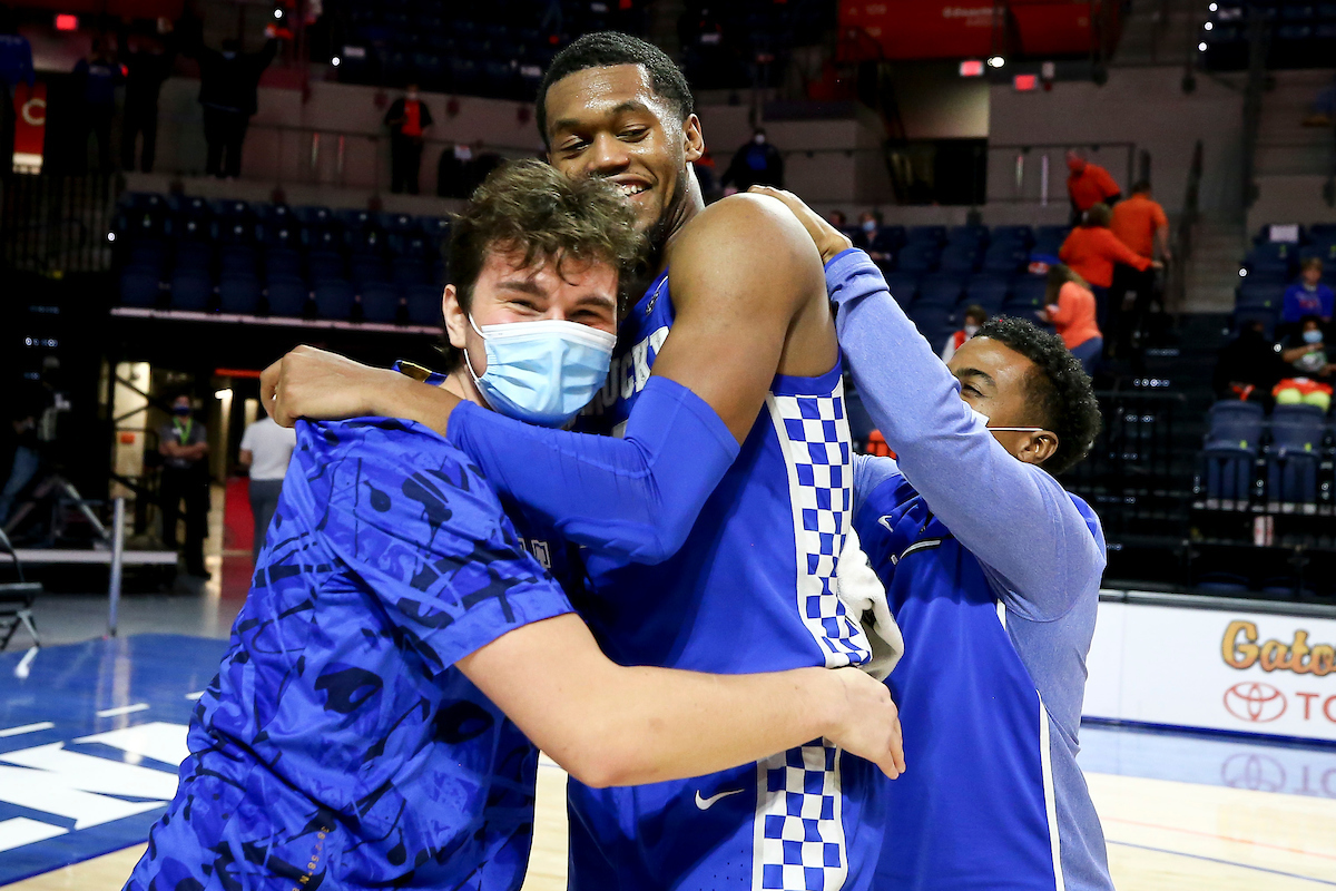 Riley Welch. Keion Brooks Jr. Robert Harris.

Kentucky beat Florida 76-58 at the O’Connell Center in Gainesville, Fla.

Photo by Chet White | UK Athletics