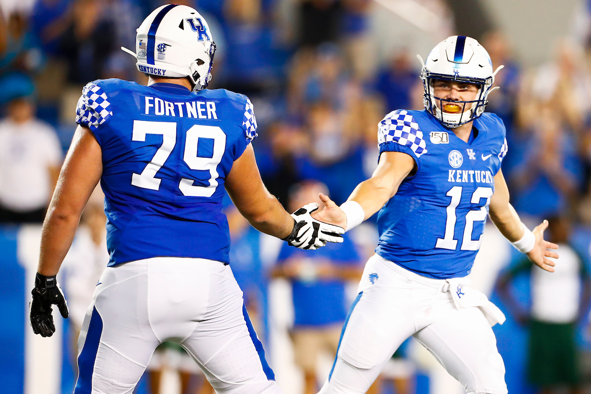 Sawyer Smith. Luke Fortner.

UK beat EMU 38-17.

Photo by Chet White | UK Athletics