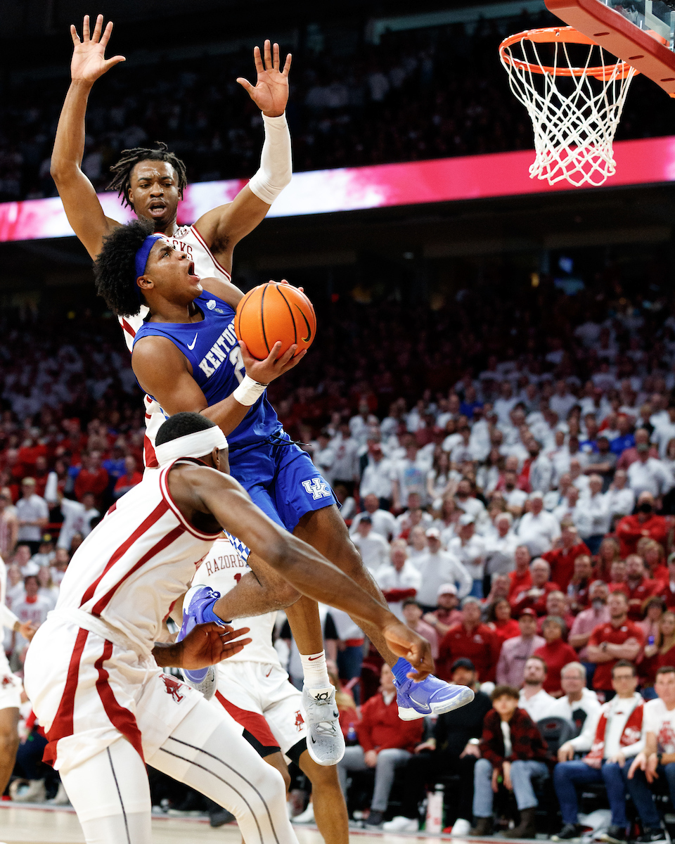 Sahvir Wheeler. 

Kentucky falls to Arkansas, 75-73.

Photo by Elliott Hess | UK Athletics