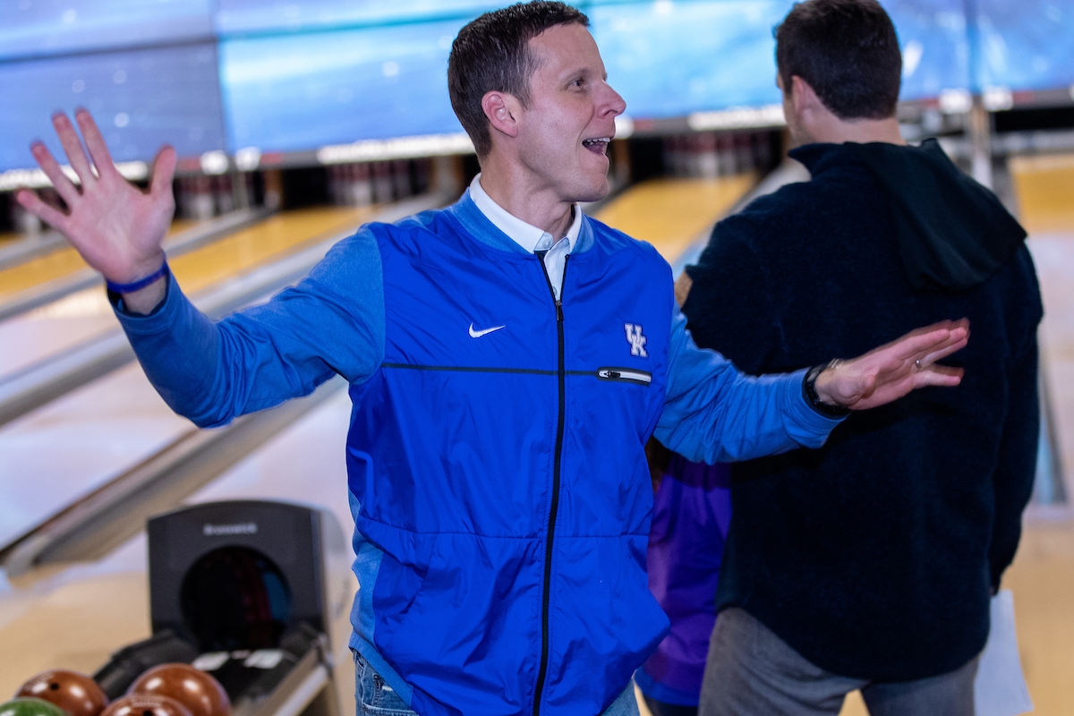 UK athletes bowl with members of Special Olympics at Collins Bowling Alley on , Saturday Dec. 8, 2018  in Lexington, Ky. Photo by Mark Mahan