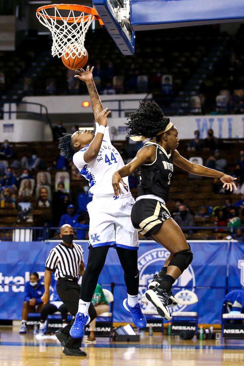 Dreuna Edwards. 

Kentucky beats Worfford 98-37.

Photo by Eddie Justice | UK Athletics
