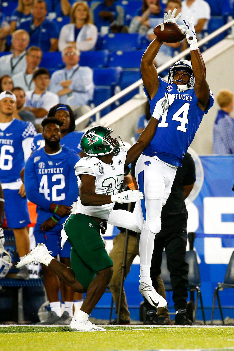 Ahmad Wagner.

UK beat EMU 38-17.

Photo by Isaac Janssen | UK Athletics