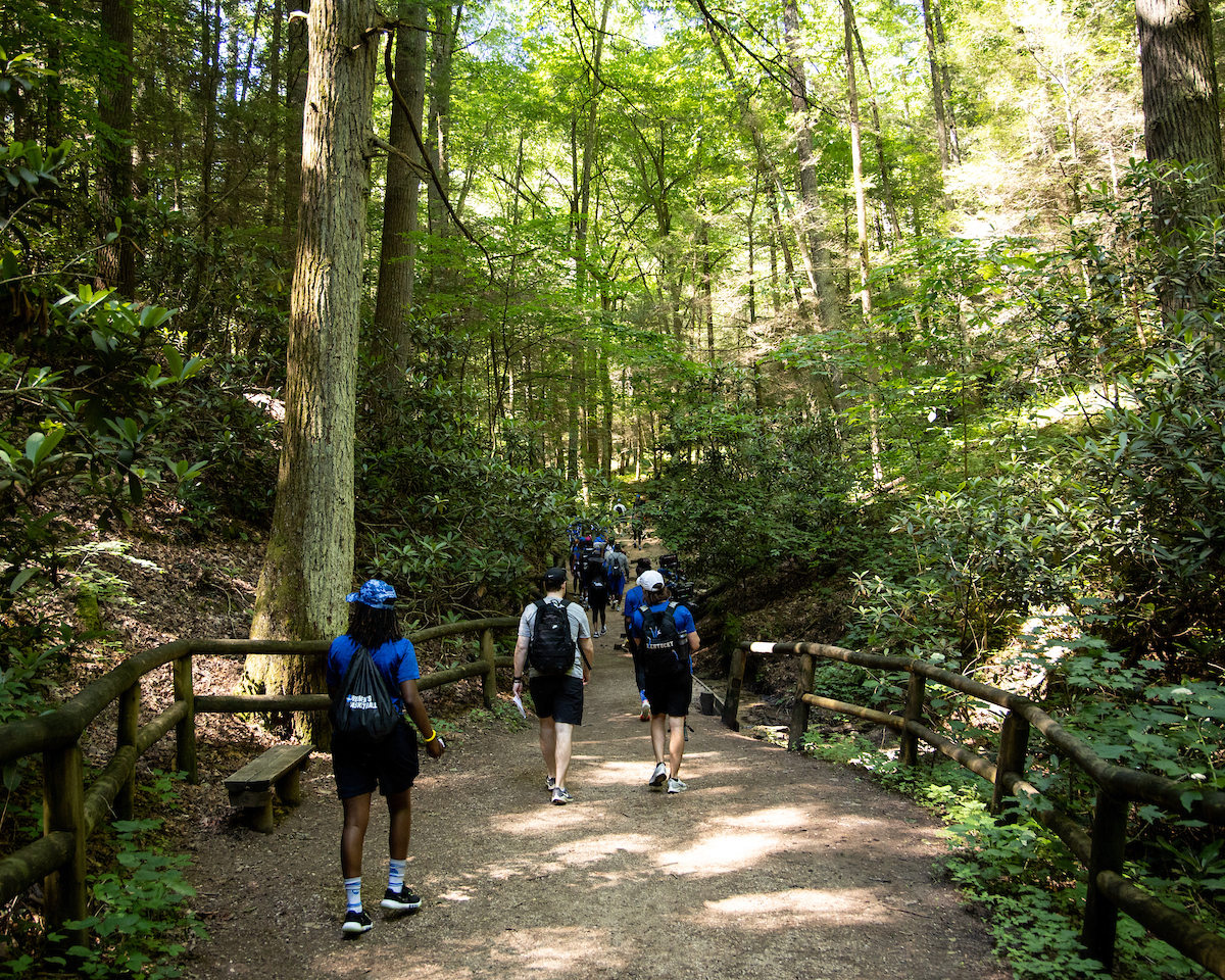 Hiking. 

WBB visits Natural Bridge in Red River Gorge.

Photo by Eddie Justice | UK Athletics