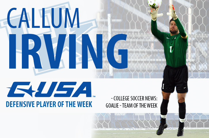 Callum Irving Named C-USA Defensive Soccer Player of the Week