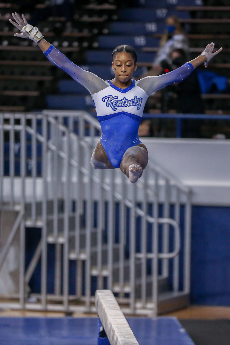 Cally Nixon.

Kentucky beats LSU 197.100 - 196.800.

Photo by Sarah Caputi | UK Athletics