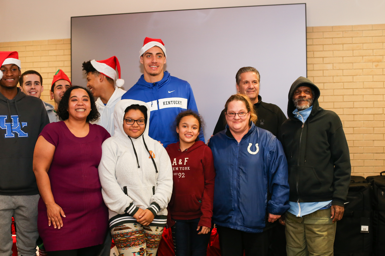 John Calipari. Red Travis. Zan Payne. Brad Calipari. Immanuel Quckley.

A Kentucky Christmas.

Photo by Maddie Baker | UK Athletics