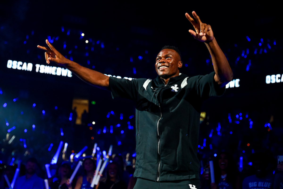 Oscar Tshiebwe. 

Big Blue Madness.

Photo by Eddie Justice | UK Athletics