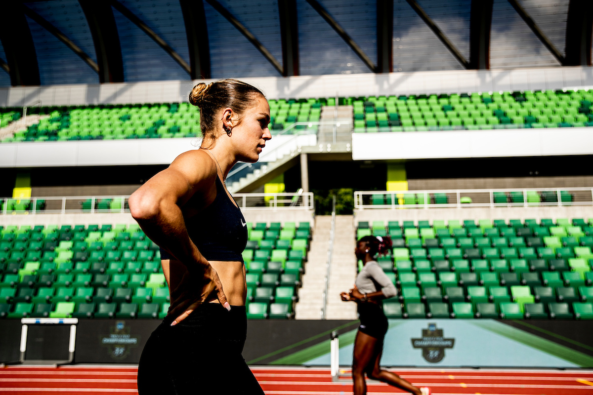 Abby Steiner.

Shake out.

NCAA Track and Field Outdoor Championships.

Photo by Chet White | UK Athletics