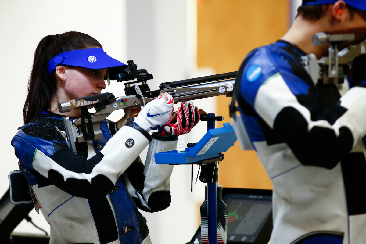 Mary Tucker. 

Kentucky NCAA Rifle Qualifier. 

Photo By Barry Westerman | UK Athletics