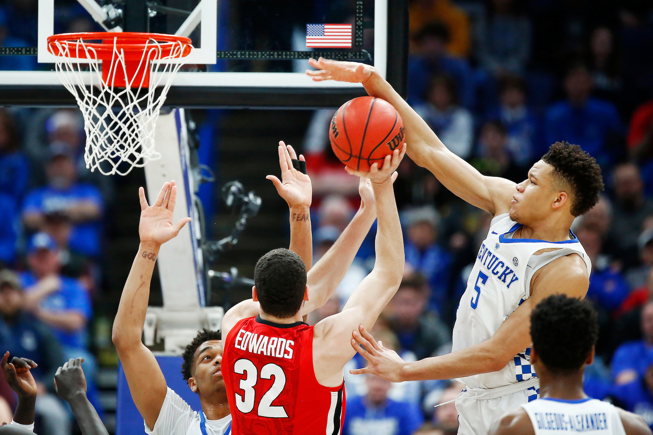 Kevin Knox.

The University of Kentucky men's basketball team beat Georgia 62-49 in the quarterfinals of the 2018 SEC Men's Basketball Tournament at Scottrade Center in St. Louis, Mo., on Friday, March 9, 2018.

Photo by Chet White | UK Athletics