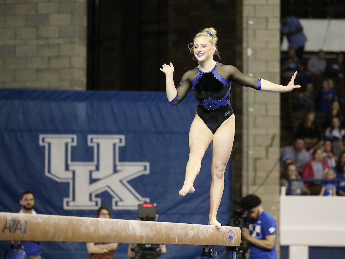 HAILEY POLAND.

The University of Kentucky gymnastics team defeats Missouri on Friday, February 23, 2018 at Memorial Coliseum in Lexington, Ky.

Photo by Elliott Hess | UK Athletics