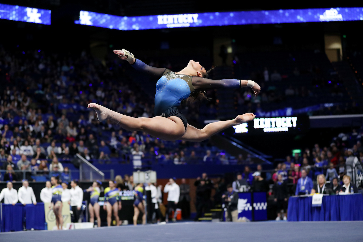 KATIE STUART.

The University of Kentucky gymnastics team beat Ball State, Southeast Missouri, and George Washington on Friday, January 5, 2017 at Rupp Arena in Lexington, Ky.

Photo by Elliott Hess | UK Athletics