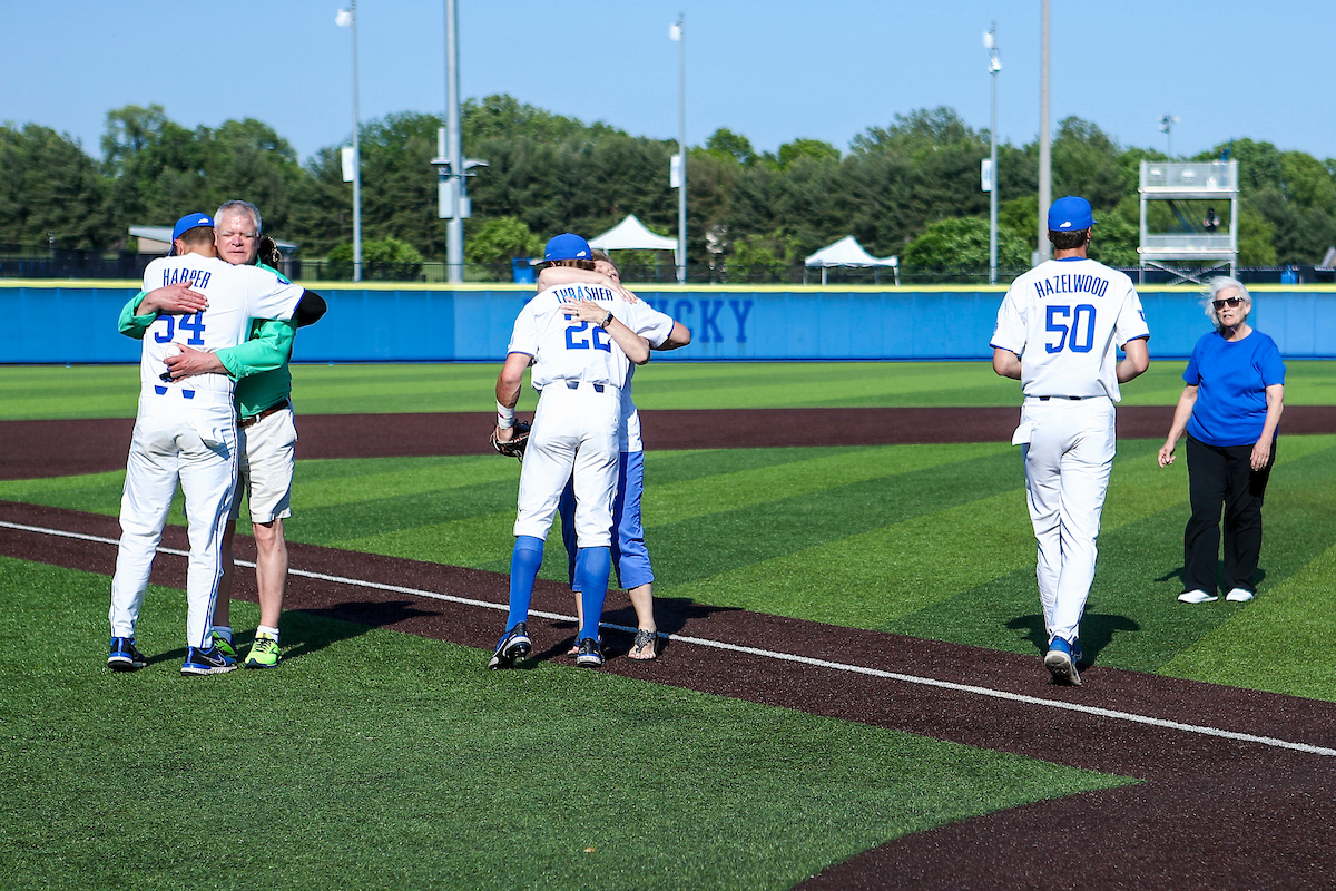 Senior Family First Pitch.

2022 Kentucky Baseball Senior Day.

Photo by Sarah Caputi | UK Athletics