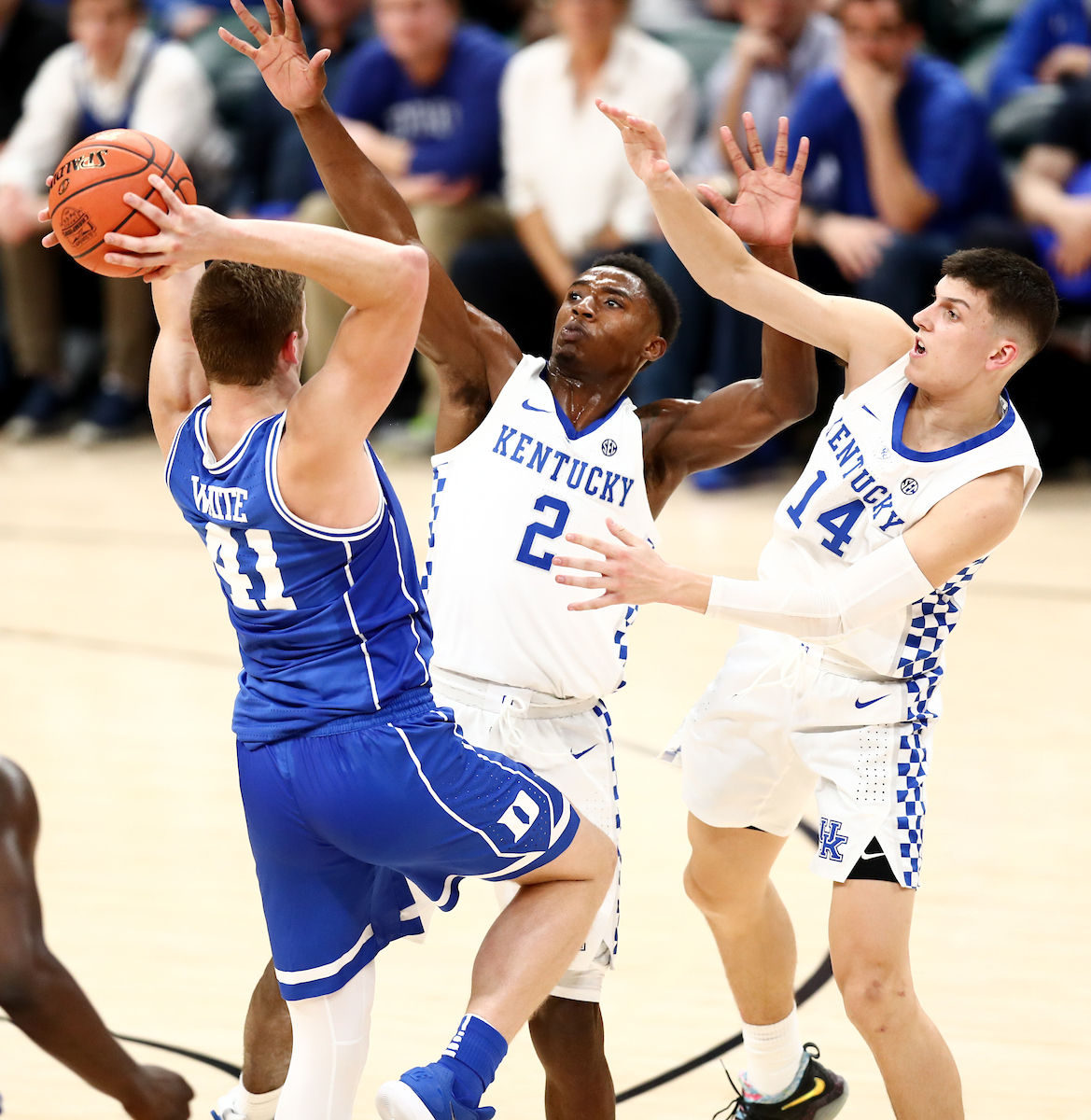 Ashton Hagans. Tyler Herro.

Men's basketball falls to Duke 118-84.


Photo by Elliott Hess | UK Athletics