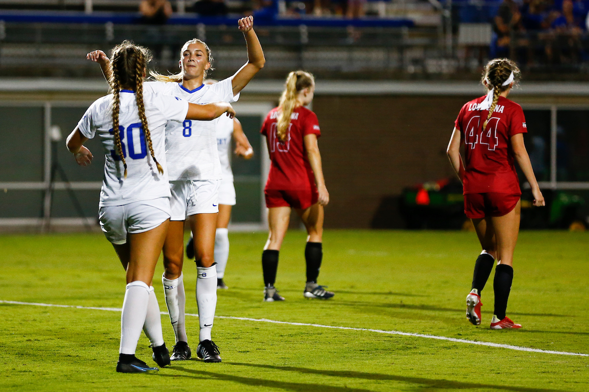Jordyn Rhodes and Hannah Richardson. 

Kentucky beats Louisiana Lafayette 5-0. 

Photo By Barry Westerman | UK Athletics