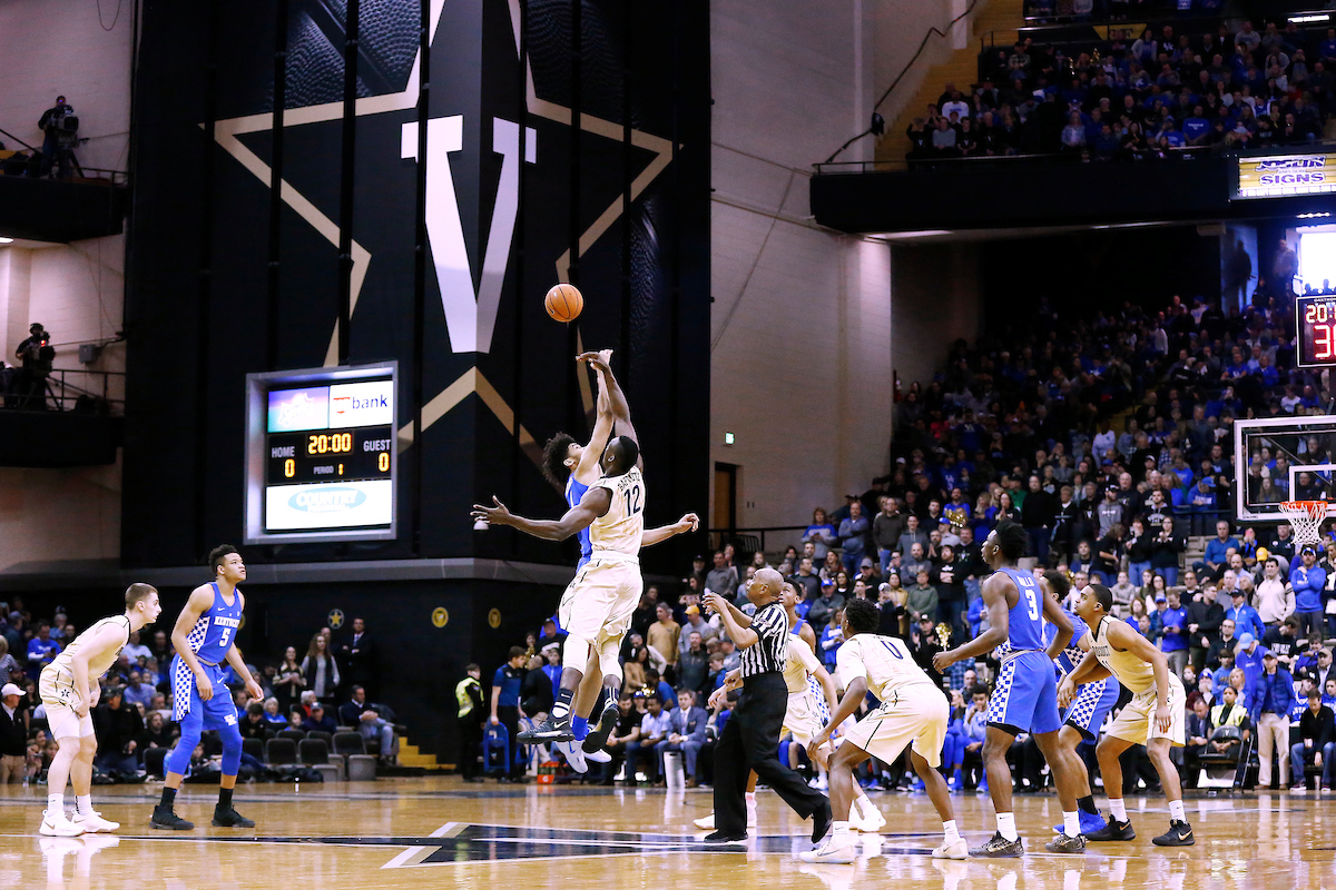 tip off. Nick Richards.

The University of Kentucky men's basketball team beat Vanderbilt 74-67 at Memorial Gymnasium in Nashville, TN., on Saturday, January 13, 2018.

Photo by Chet White | UK Athletics
