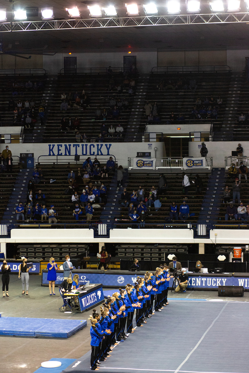 Team.

Kentucky falls to Alabama 196.775 - 196.350.

Photo by Grace Bradley | UK Athletics