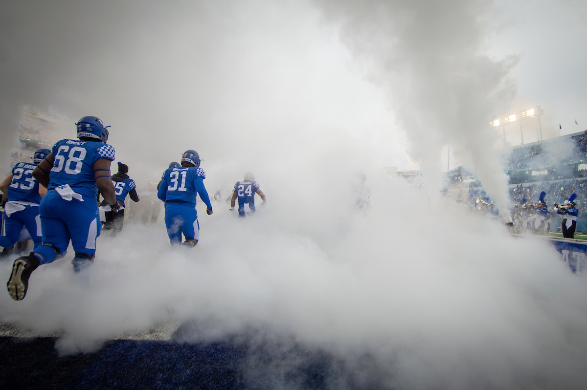 Player Intros. Team. Jamar Watson. Kenneth Horsey. 

UK Football beat MTSU 34-23 at Kroger Field on Saturday, November 17th,2018.

Photo by Eddie Justice | UK Athletics