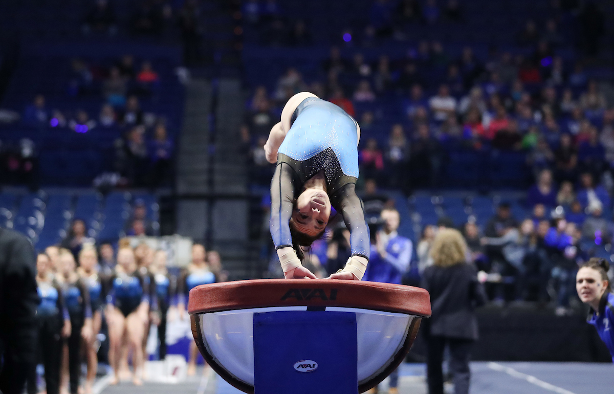 AUBREE ROSA.

The University of Kentucky gymnastics team beat Ball State, Southeast Missouri, and George Washington on Friday, January 5, 2017 at Rupp Arena in Lexington, Ky.

Photo by Elliott Hess | UK Athletics