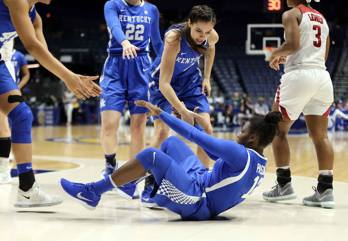 Amanda Paschal

The University of Kentucky women's basketball team beat Alabama in the SEC Tournament on Thursday, March 1, 2018 at Bridgestone Arena in Nashville, TN.

Photo by Britney Howard | UK Athletics