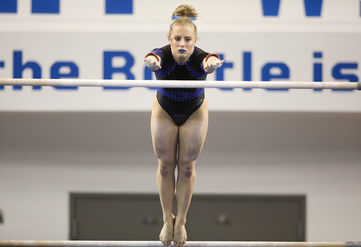 HAILEY POLAND.

The University of Kentucky gymnastics team defeats Missouri on Friday, February 23, 2018 at Memorial Coliseum in Lexington, Ky.

Photo by Elliott Hess | UK Athletics