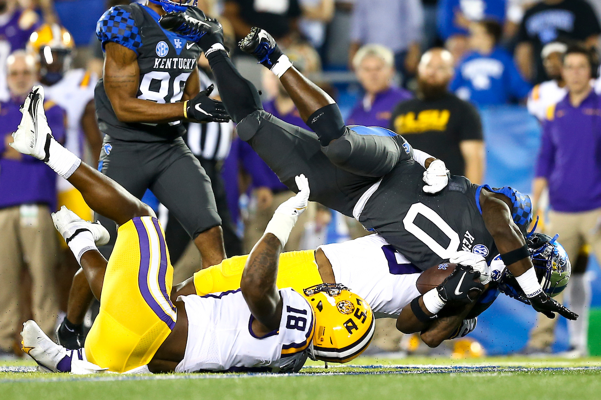 Kavosiey Smoke.

UK beat LSU 42-21.

Photo by Grace Bradley | UK Athletics