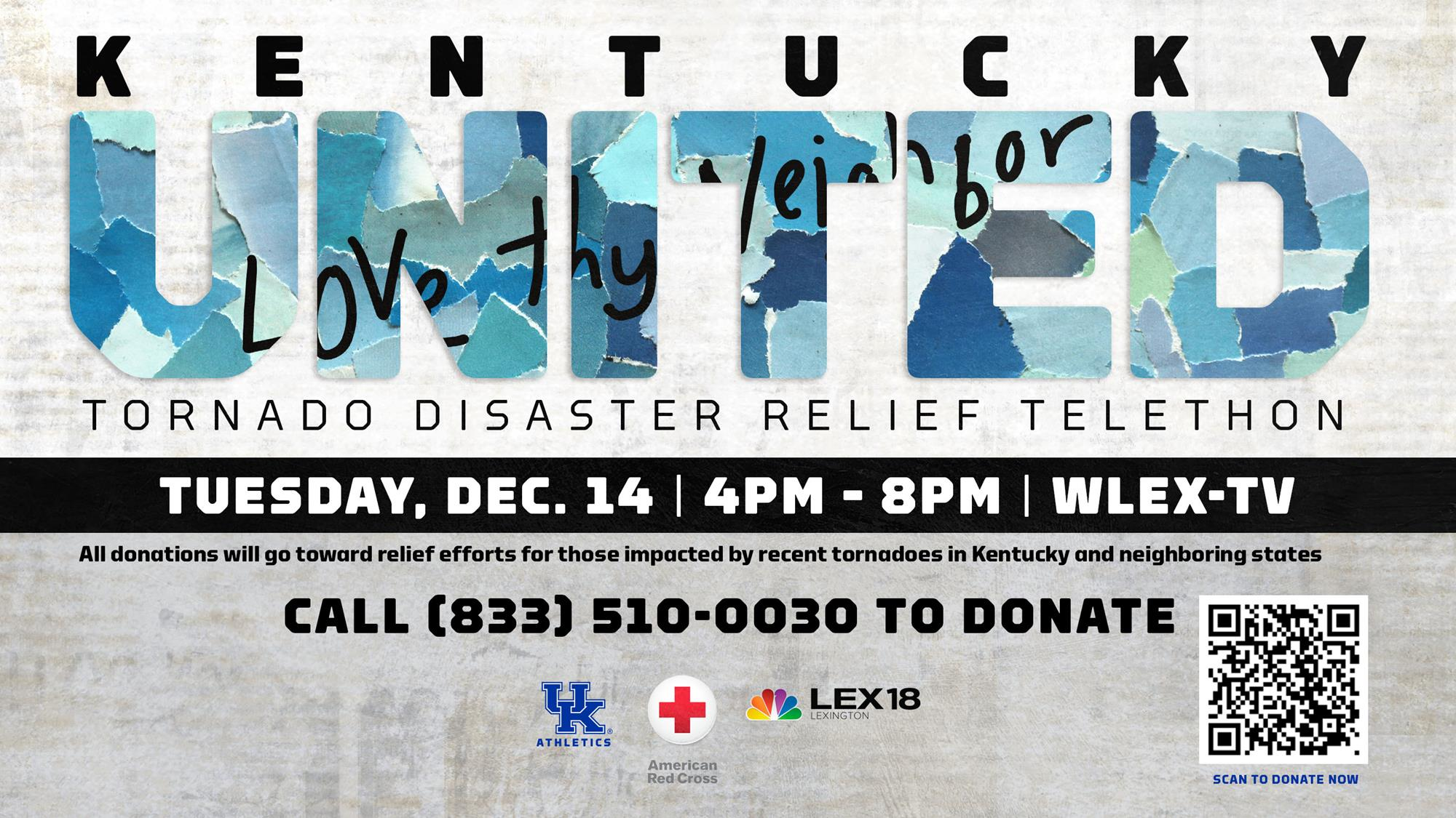 LIVE at 4:00: UK Athletics, WLEX-TV Host Telethon on Tuesday for Tornado Relief