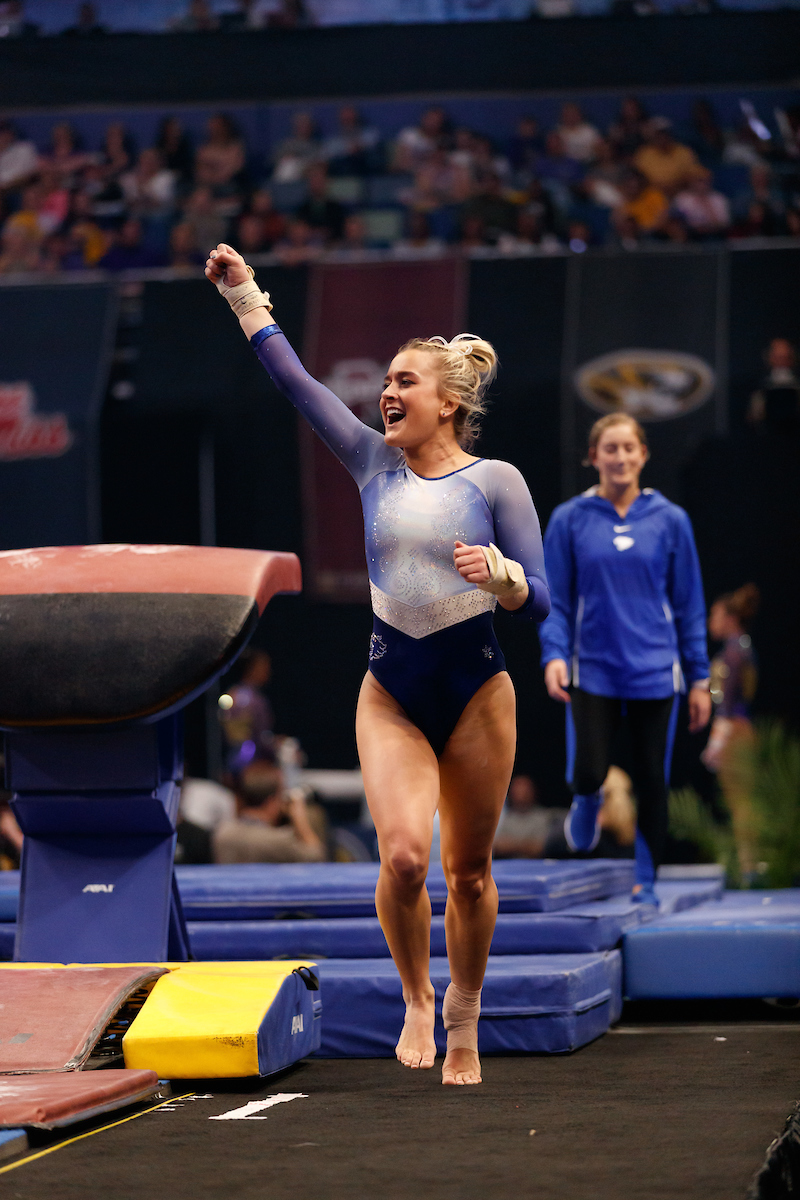 Alex Hyland.


Gymnastics scores 196.225 at SEC Championship.

 
Photo by Elliott Hess | UK Athletics