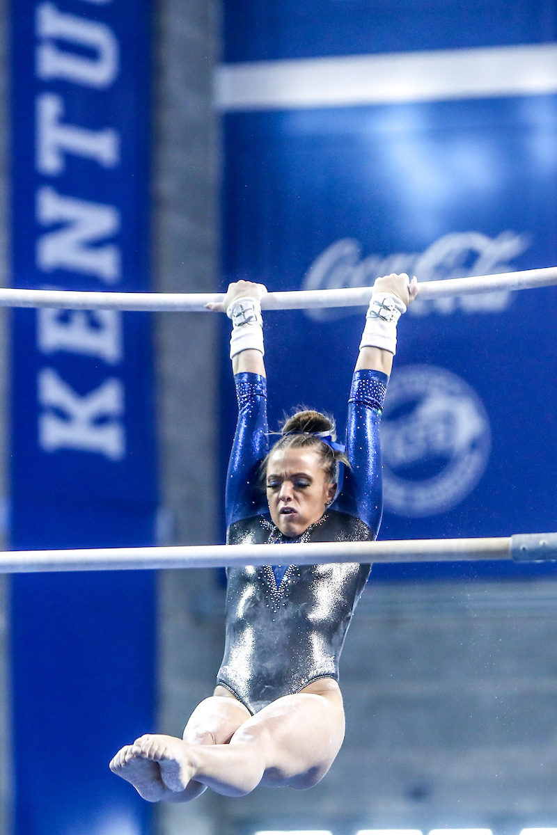 Josie Angeny.

Kentucky defeats Mizzou 197.450-196.875.

Photo by Sarah Caputi | UK Athletics