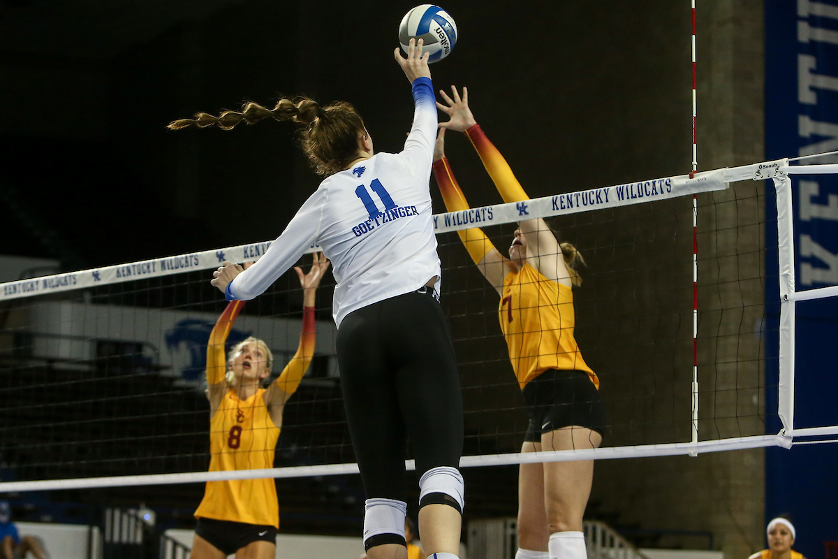 Elise Goetzinger.

Kentucky beats USC 3 - 0.

Photo by Sarah Caputi | UK Athletics