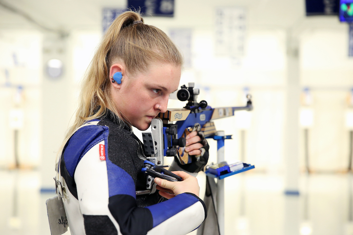 Hanna Carr

Rifle competes against NC State on Friday, November 9, 2018 .

Photo by Britney Howard  | UK Athletics