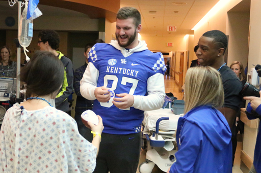 UK Football tight end, CJ Conrad, celebrates UK?s Homecoming with the patients at Kentucky Children?s Hospital on Tuesday, October 16th, 2018.

Photos by Noah J. Richter | UK Athletics