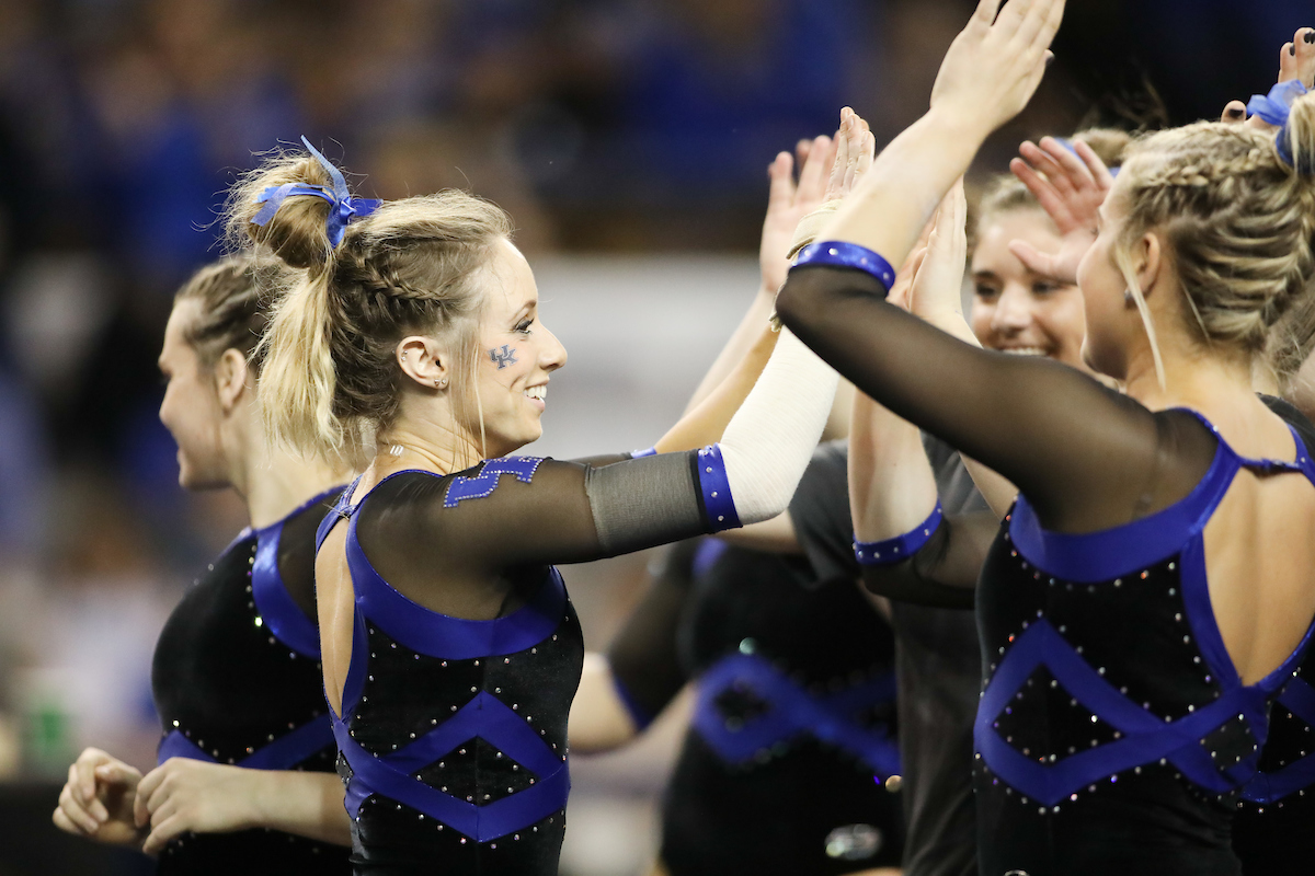 CORI RECHENMACHER.

The University of Kentucky gymnastics team defeats Missouri on Friday, February 23, 2018 at Memorial Coliseum in Lexington, Ky.

Photo by Elliott Hess | UK Athletics