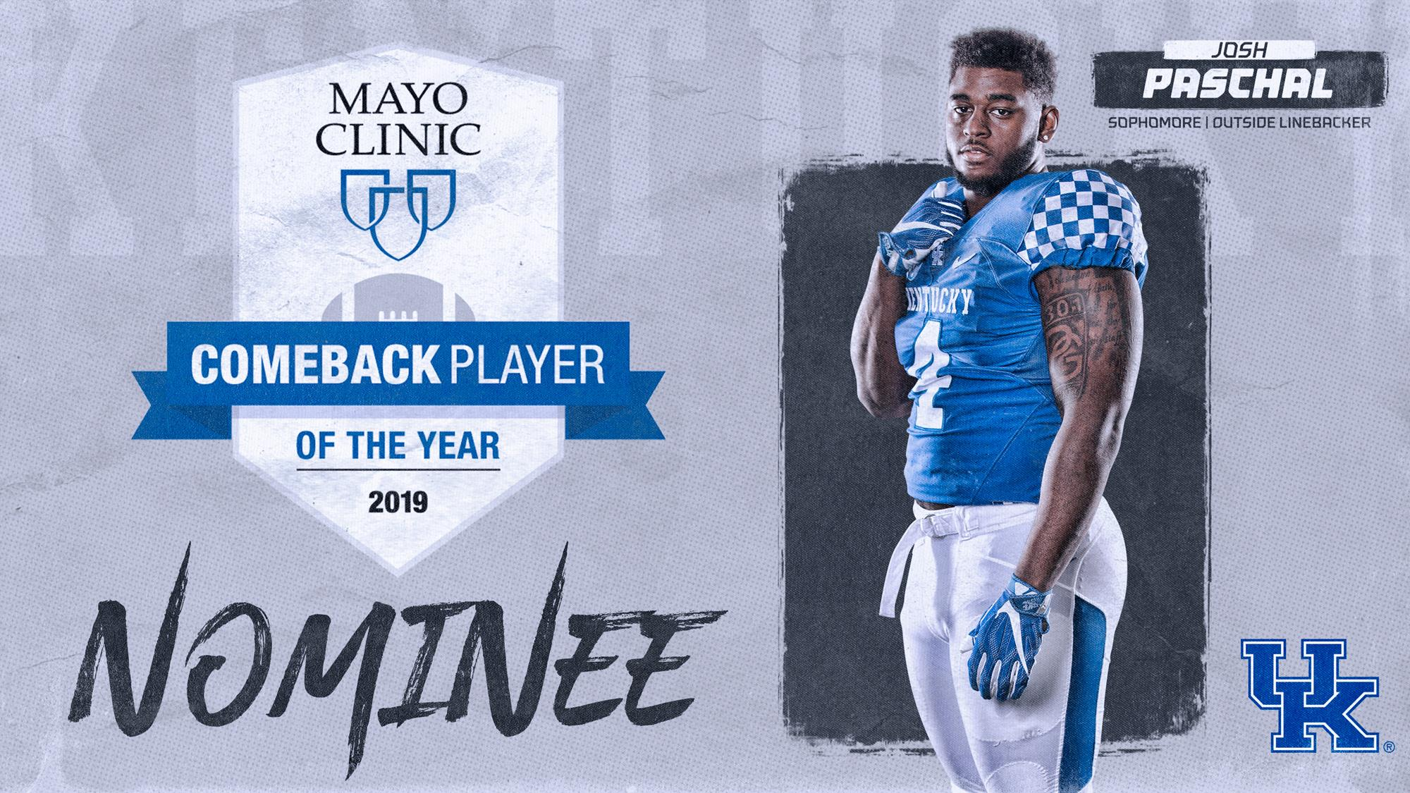 Paschal Named Mayo Clinic Comeback Player of the Year Nominee