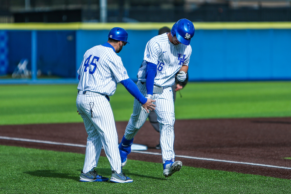 Coach Nick Ammirati and Jacob Plastiak.

Kentucky defeats High Point 9-5.

Photo by Sarah Caputi | UK Athletics