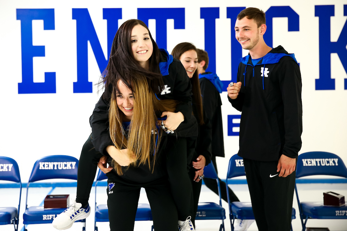 Mary Tucker. Emmie Sellers. Mason Hamilton.

Rifle National Championship Rings.

Photo by Eddie Justice | UK Athletics