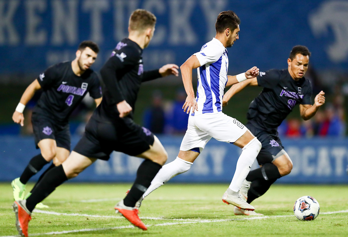 KALIL ELMEDKHAR.

Men's soccer beats Portland, 4-0.


Photo by Elliott Hess | UK Athletics