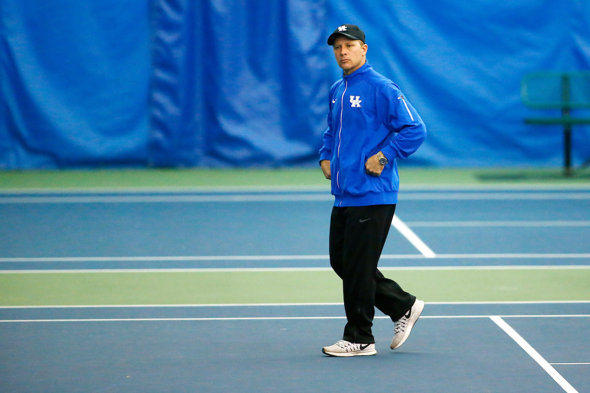 Coach Kauffmann.

The University of Kentucky men?s tennis squad in action against EKU on Friday, January 19th, 2018, at the Hilary J. Boone Center in Lexington, Ky.

Photo by Quinn Foster I UK Athletics