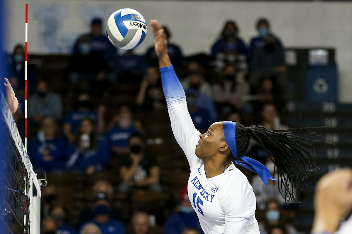 Azhani Tealer.

Kentucky sweeps Texas A&M 3-0.

Photo by Grace Bradley | UK Athletics