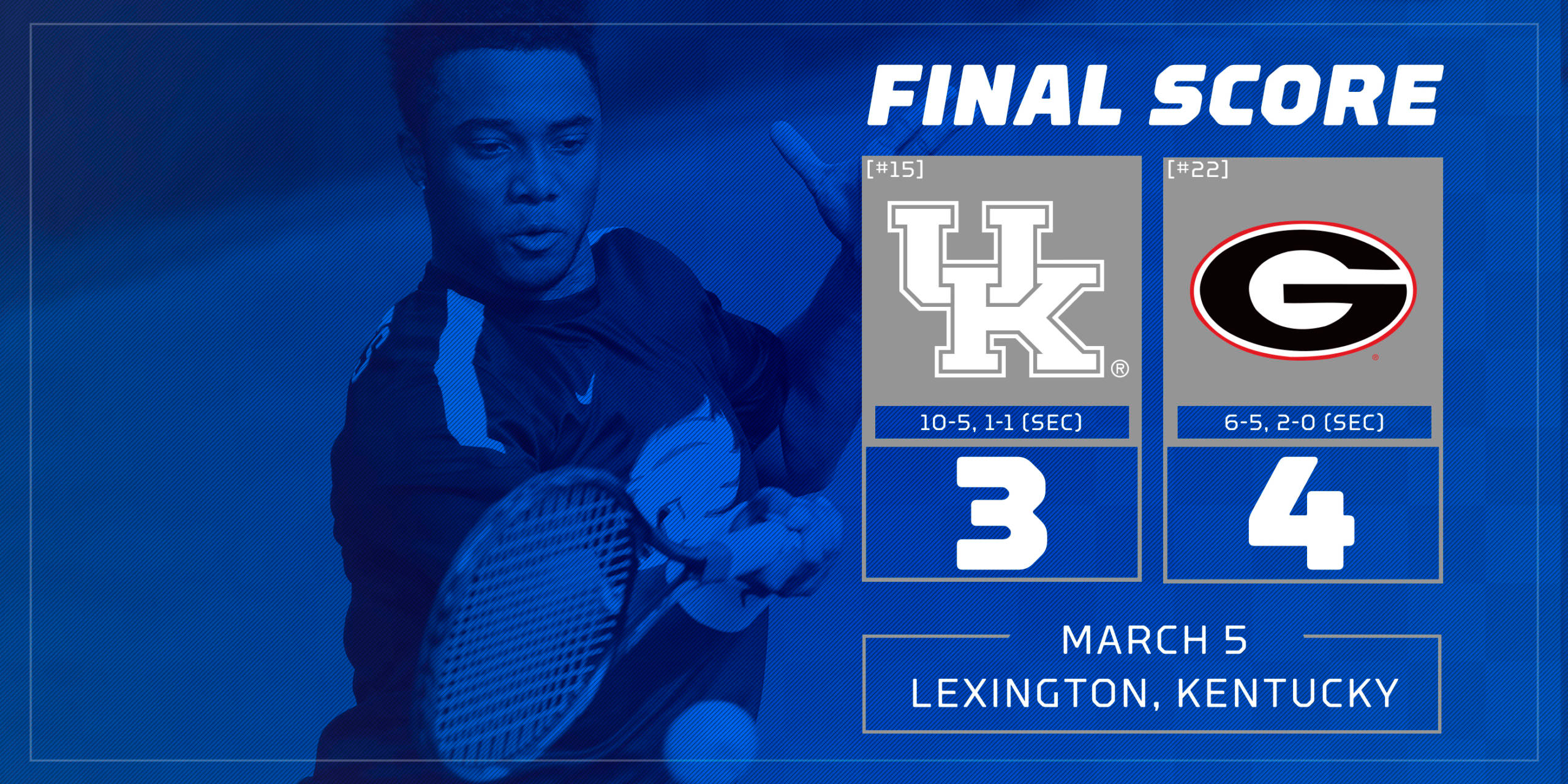 No. 15 Kentucky Falls to No. 22 Georgia, 4-3