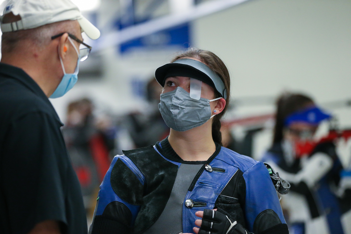 Jaden Thompson and Coach Harry Mullins.

Kentucky wins against North Carolina State University 4709 - 4656

Photo by Sarah Caputi ¦UK Athletics
