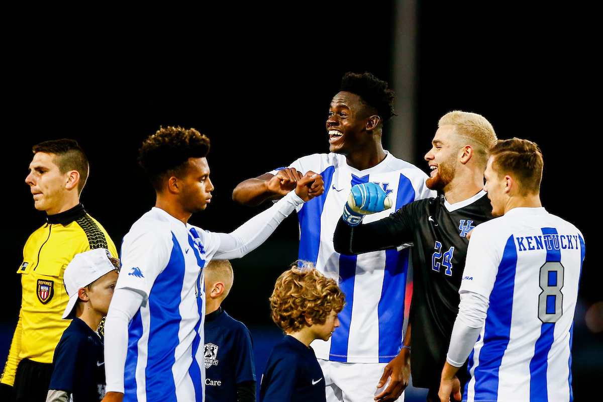 Daniel Evans, Aime Mabika, and Enrique Facusse.

Kentucky defeats Ohio State University 2-1.

Photo by Hannah Phillips | UK Athletics