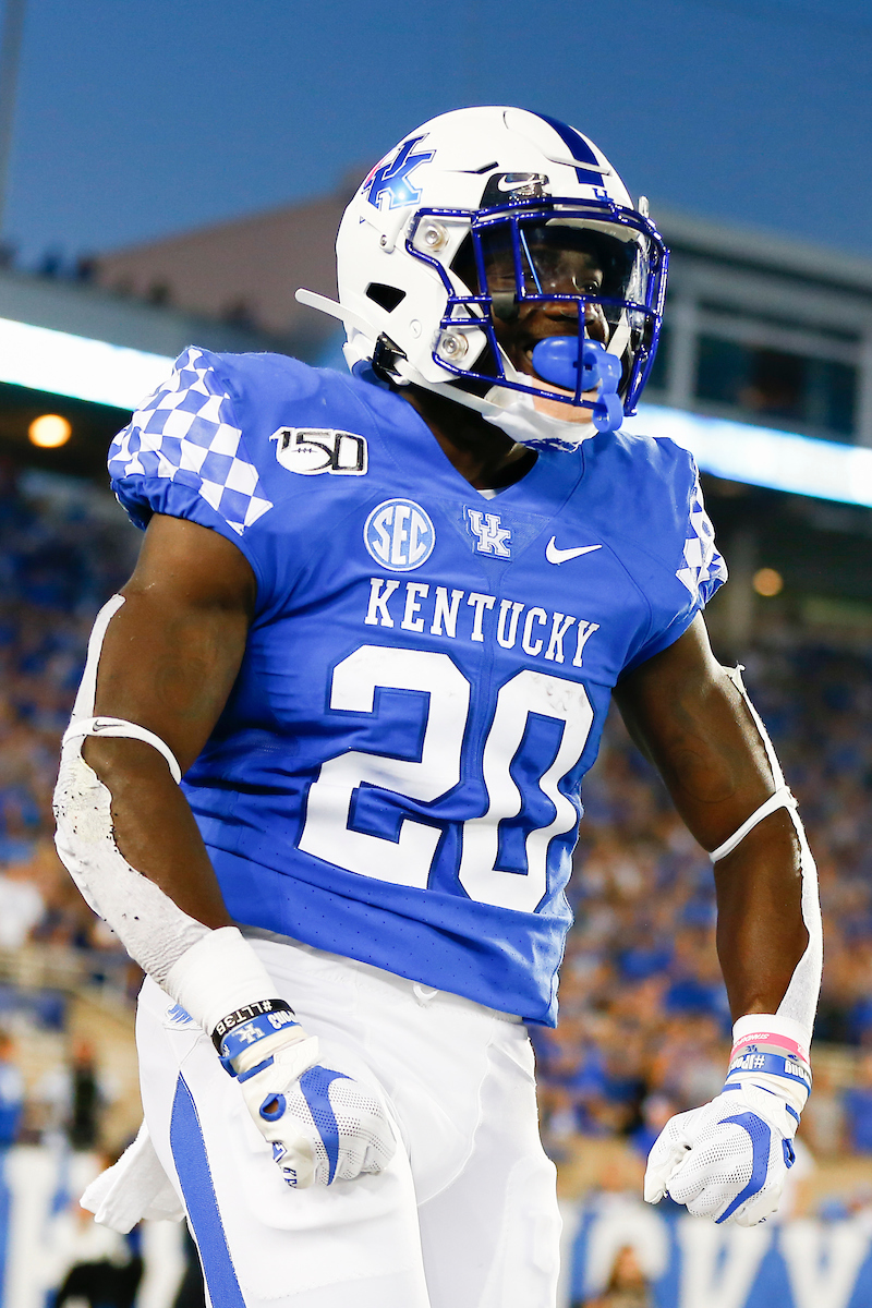 Kavosiey Smoke.

UK beat EMU 38-17.

Photo by Chet White | UK Athletics