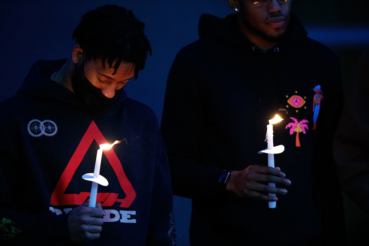 Davion Mintz.

Terrence Clarke candlelight vigil.

Photo by Elliott Hess | UK Athletics