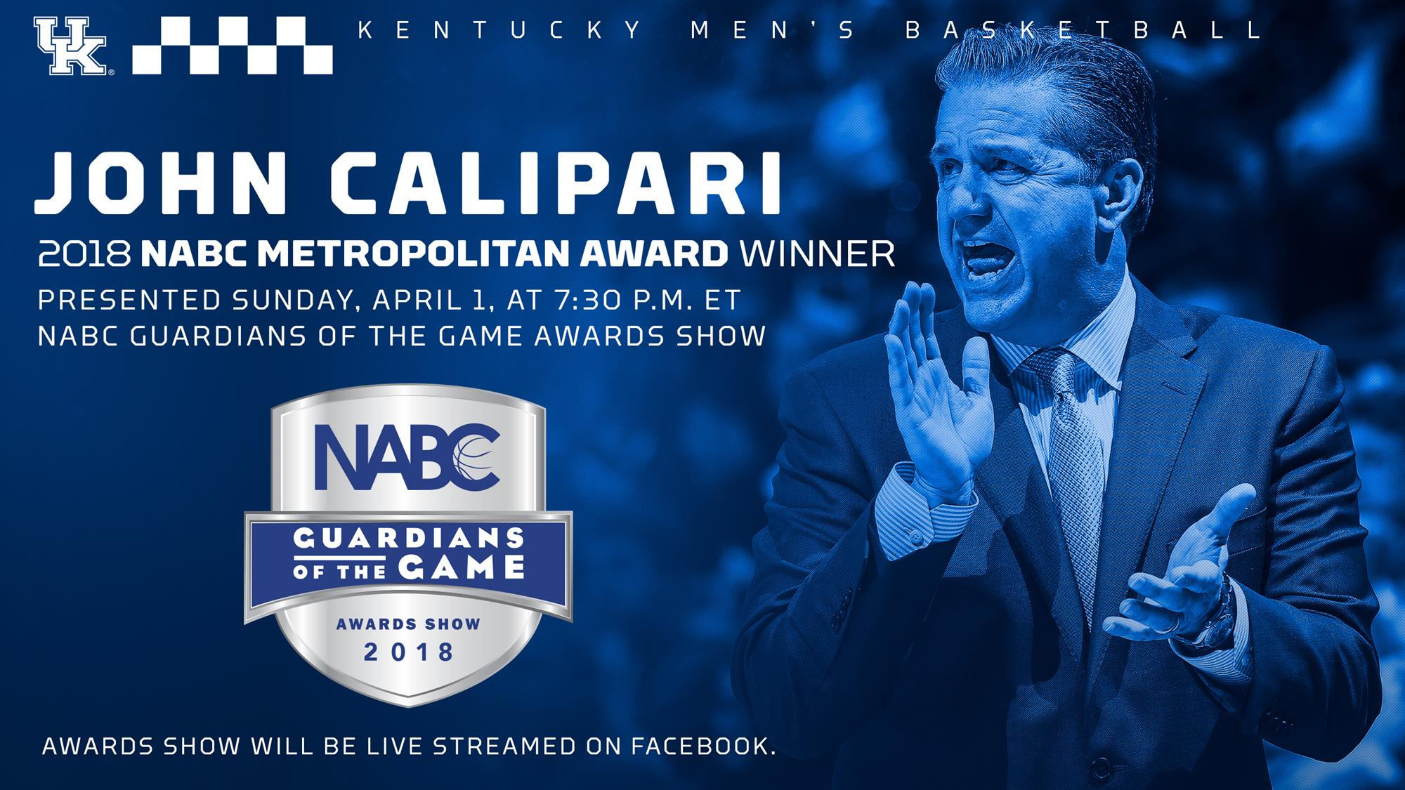 Calipari to Receive NABC Metropolitan Award at Final Four