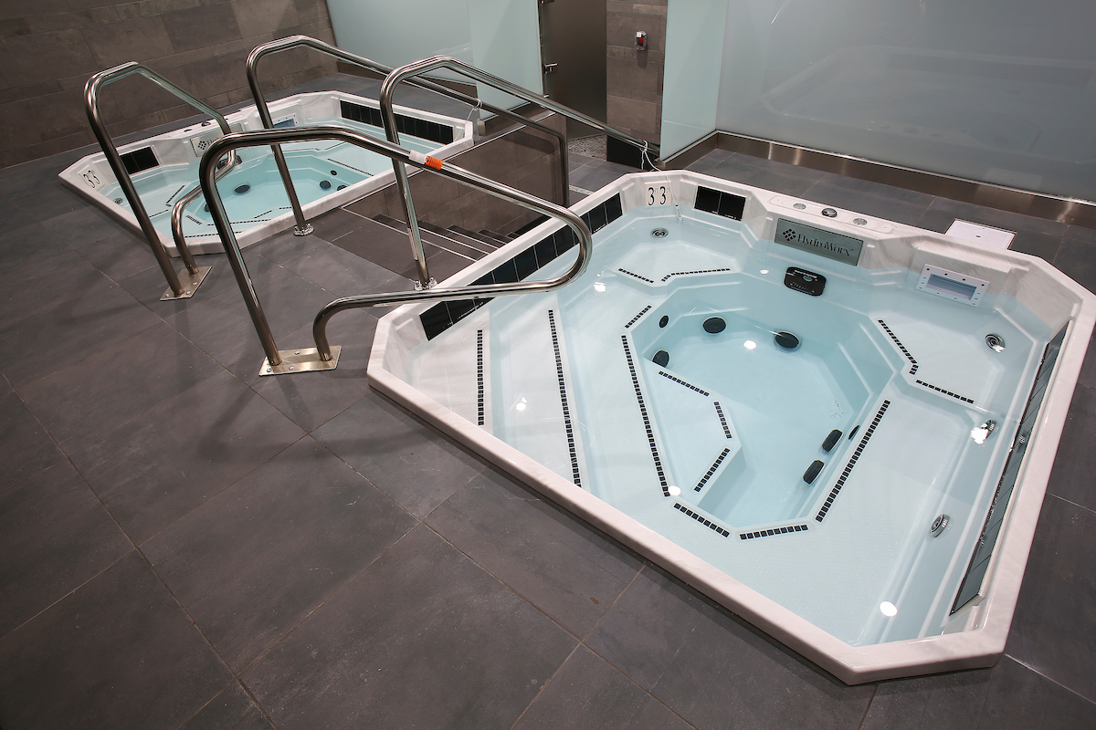 UK men's basketball locker room in the Joe Craft Center.

Photo by Chet White | UK Athletics
