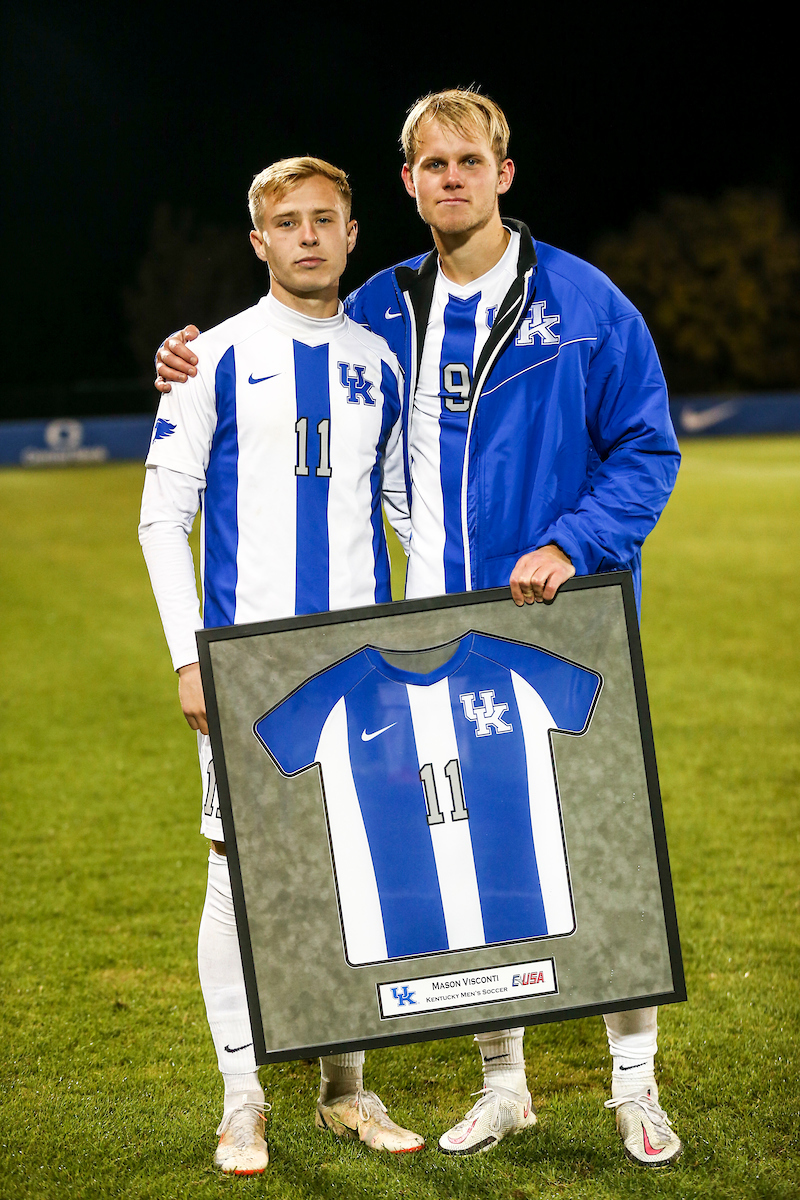 Mason Visconti, Eythor Bjorgolfsson.

Kentucky MSOC Recognizes 14 Seniors.

Photo by Grace Bradley | UK Athletics